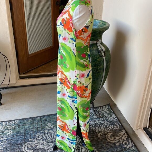 Size med bright water color print maxi dress - Picture 4 of 11